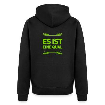 wie mühselig - Unisex Premium Bio Zip Hoodie - Schwarz - Hinten - Nico (187cm)
