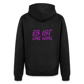 was für eine Mühe - Unisex Premium Bio Zip Hoodie - Schwarz - Hinten - Nico (187cm)