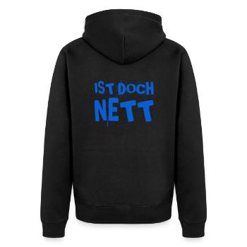 ich finde es gut - Unisex Premium Bio Zip Hoodie - Schwarz - Hinten - Nico (187cm)