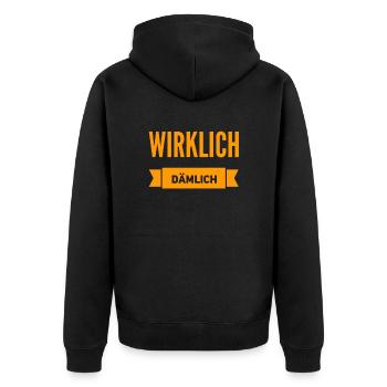 echt dämlich - Unisex Premium Bio Zip Hoodie - Schwarz - Hinten - Nico (187cm)