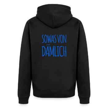 richtig doof - Unisex Premium Bio Zip Hoodie - Schwarz - Hinten - Nico (187cm)