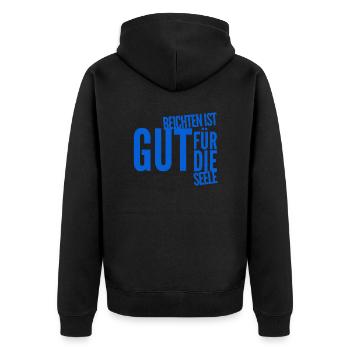 beichten tut gut - Unisex Premium Bio Zip Hoodie - Schwarz - Hinten - Nico (187cm)