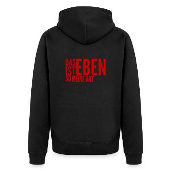 das ist eben so meine Art - Unisex Premium Bio Zip Hoodie - Schwarz - Hinten - Nico (187cm)