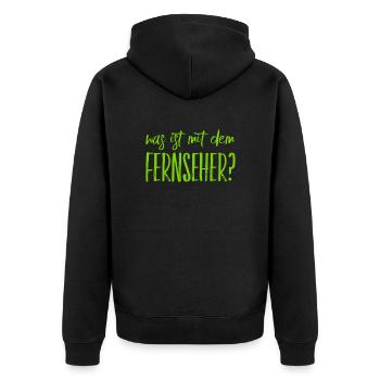 der Fernseher ist merkwürdig - Unisex Premium Bio Zip Hoodie - Schwarz - Hinten - Nico (187cm)