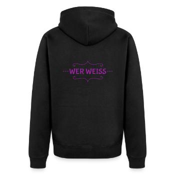 davon weiß ich nichts - Unisex Premium Bio Zip Hoodie - Schwarz - Hinten - Nico (187cm)