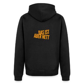das ist aber nett - Unisex Premium Bio Zip Hoodie - Schwarz - Hinten - Nico (187cm)