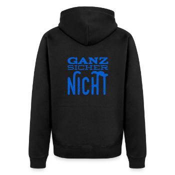 auf keinen Fall - Unisex Premium Bio Zip Hoodie - Schwarz - Hinten - Nico (187cm)