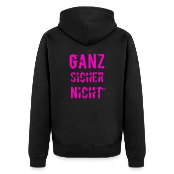 never ever - Unisex Premium Bio Zip Hoodie - Schwarz - Hinten - Nico (187cm)
