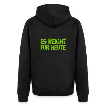 ich will nicht mehr - Unisex Premium Bio Zip Hoodie - Schwarz - Hinten - Nico (187cm)
