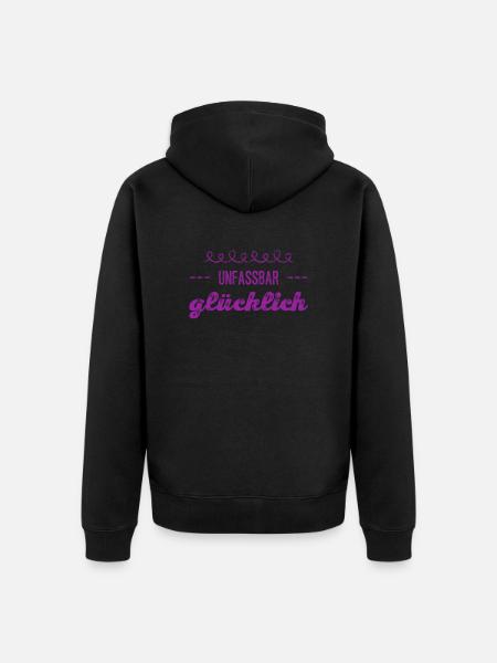 ich bin unfassbar glücklich - Unisex Premium Bio Zip Hoodie - Schwarz