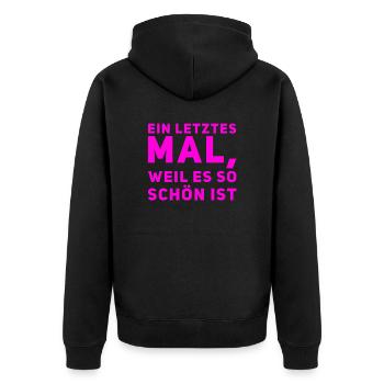 weil es so schön ist - Unisex Premium Bio Zip Hoodie - Schwarz - Hinten - Nico (187cm)