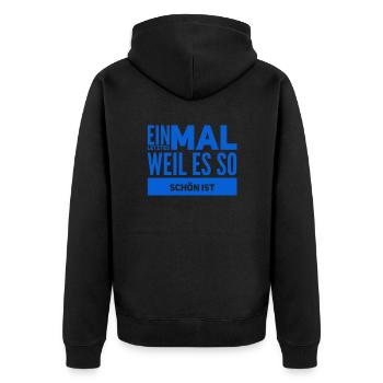 zum Abschluss - Unisex Premium Bio Zip Hoodie - Schwarz - Hinten - Nico (187cm)