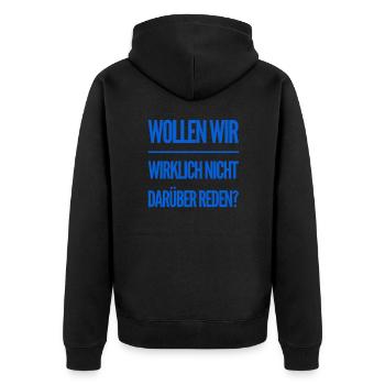 darüber reden - Unisex Premium Bio Zip Hoodie - Schwarz - Hinten - Nico (187cm)