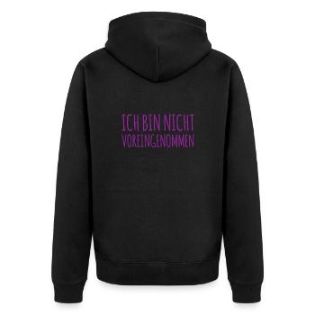 keinen Bock auf Vorurteile - Unisex Premium Bio Zip Hoodie - Schwarz - Hinten - Nico (187cm)