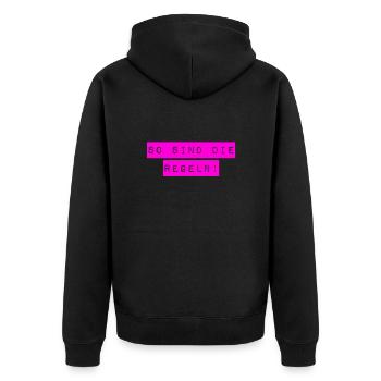 ich finde Regeln wichtig - Unisex Premium Bio Zip Hoodie - Schwarz - Hinten - Nico (187cm)