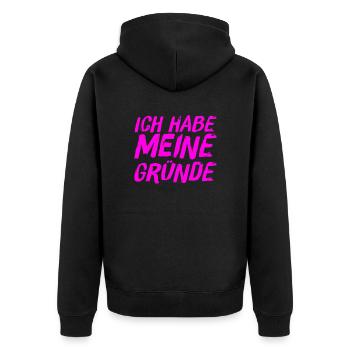ich habe Gründe - Unisex Premium Bio Zip Hoodie - Schwarz - Hinten - Nico (187cm)