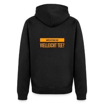 mögen sie Tee? - Unisex Premium Bio Zip Hoodie - Schwarz - Hinten - Nico (187cm)