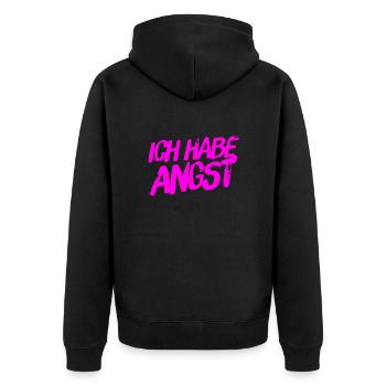 ich spüre Angst - Unisex Premium Bio Zip Hoodie - Schwarz - Hinten - Nico (187cm)