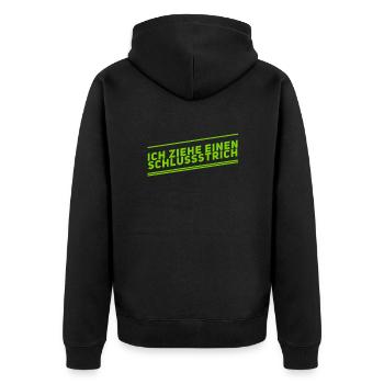 einen Schlussstrich ziehen - Unisex Premium Bio Zip Hoodie - Schwarz - Hinten - Nico (187cm)