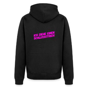 Zeit für einen Schlussstrich - Unisex Premium Bio Zip Hoodie - Schwarz - Hinten - Nico (187cm)