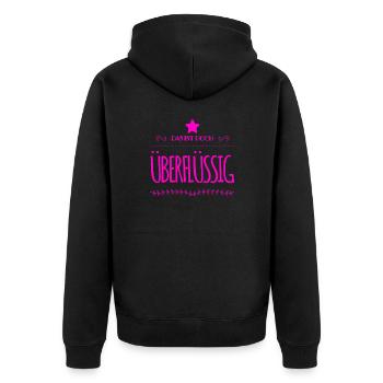 überflüssig - Unisex Premium Bio Zip Hoodie - Schwarz - Hinten - Nico (187cm)