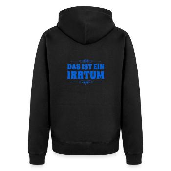 das ist ein Trugschluss - Unisex Premium Bio Zip Hoodie - Schwarz - Hinten - Nico (187cm)