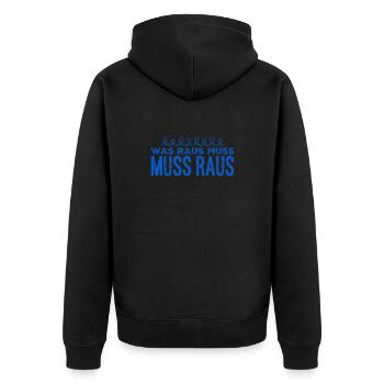da muss was raus - Unisex Premium Bio Zip Hoodie - Schwarz - Hinten - Nico (187cm)