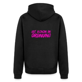 alles ok - Unisex Premium Bio Zip Hoodie - Schwarz - Hinten - Nico (187cm)