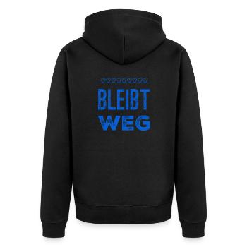 kommt nicht näher - Unisex Premium Bio Zip Hoodie - Schwarz - Hinten - Nico (187cm)