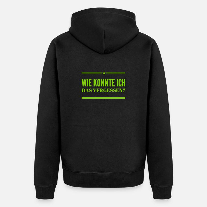 ich bin vergesslich - Unisex Premium Bio Zip Hoodie - Schwarz
