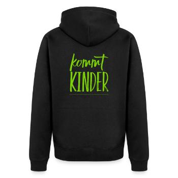 los geht es - Unisex Premium Bio Zip Hoodie - Schwarz - Hinten - Nico (187cm)