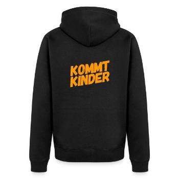 kommt Kinder - Unisex Premium Bio Zip Hoodie - Schwarz - Hinten - Nico (187cm)
