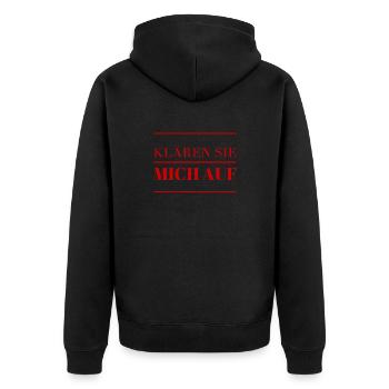 Aufklärung - Unisex Premium Bio Zip Hoodie - Schwarz - Hinten - Nico (187cm)