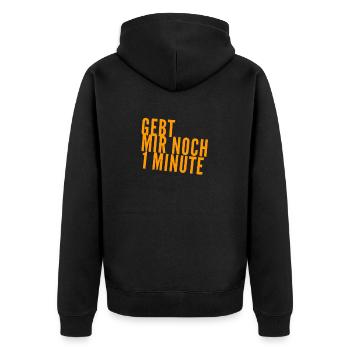 es wird ein wenig später - Unisex Premium Bio Zip Hoodie - Schwarz - Hinten - Nico (187cm)