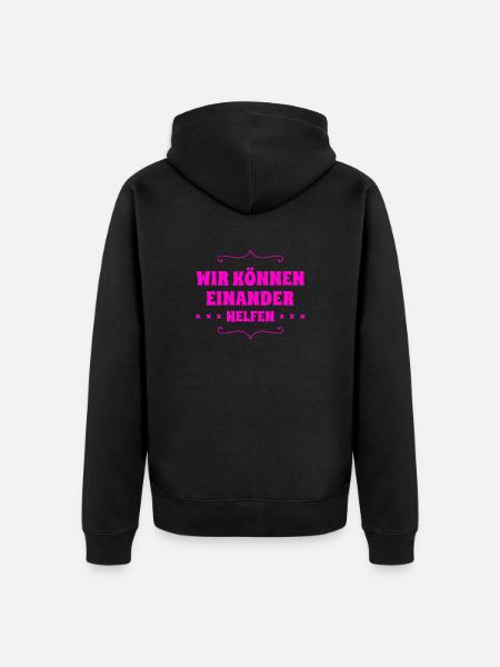 Unterstützung geht immer - Unisex Premium Bio Zip Hoodie - Schwarz