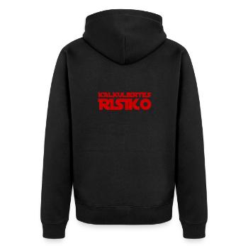 kalkuliertes Risiko ist toll - Unisex Premium Bio Zip Hoodie - Schwarz - Hinten - Nico (187cm)