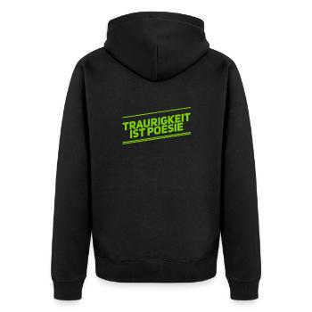 ich mag Trauer - Unisex Premium Bio Zip Hoodie - Schwarz - Hinten - Nico (187cm)
