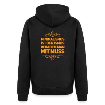 Minimalismus geht immer - Unisex Premium Bio Zip Hoodie - Schwarz - Hinten - Nico (187cm)