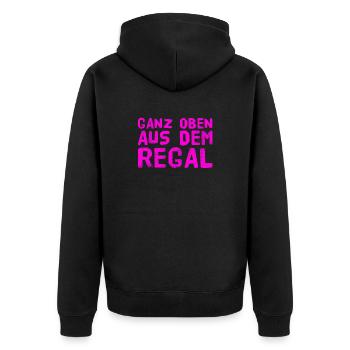einfach spitze - Unisex Premium Bio Zip Hoodie - Schwarz - Hinten - Nico (187cm)