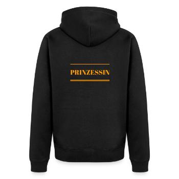 ich fühle mich wie eine Prinzessin - Unisex Premium Bio Zip Hoodie - Schwarz - Hinten - Nico (187cm)