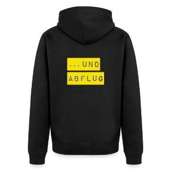 auf geht`s - Unisex Premium Bio Zip Hoodie - Schwarz - Hinten - Nico (187cm)