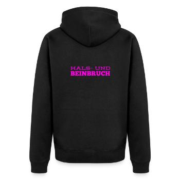 ich wünsche viel Erfolg - Unisex Premium Bio Zip Hoodie - Schwarz - Hinten - Nico (187cm)