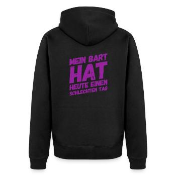 wilder Bart - Unisex Premium Bio Zip Hoodie - Schwarz - Hinten - Nico (187cm)
