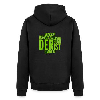 bissiges Frauchen - Unisex Premium Bio Zip Hoodie - Schwarz - Hinten - Nico (187cm)