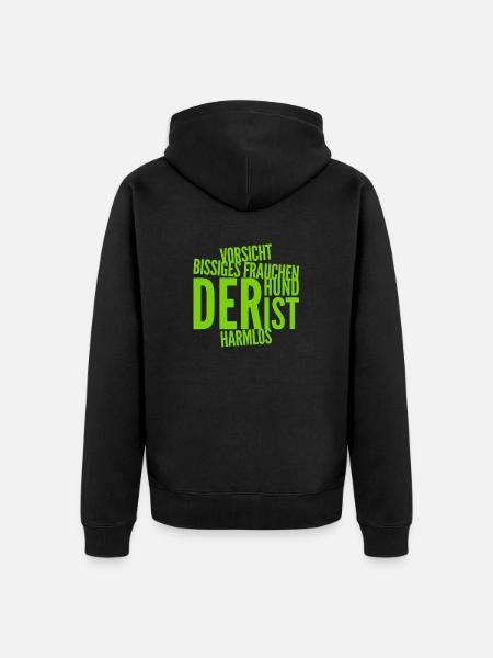 bissiges Frauchen - Unisex Premium Bio Zip Hoodie - Schwarz