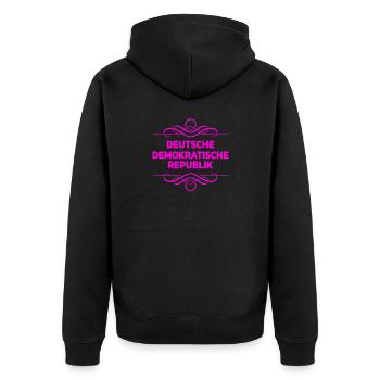DDR - Unisex Premium Bio Zip Hoodie - Schwarz - Hinten - Nico (187cm)