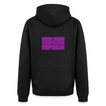der Osten - Unisex Premium Bio Zip Hoodie - Schwarz - Hinten - Nico (187cm)