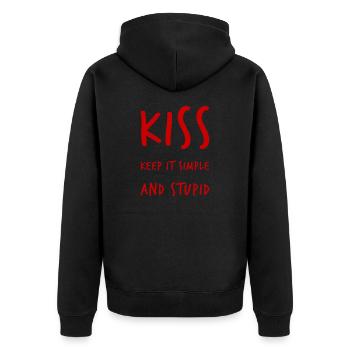 keep it simple and stupid - Unisex Premium Bio Zip Hoodie - Schwarz - Hinten - Nico (187cm)