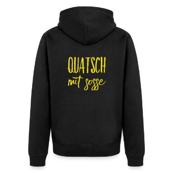 das ist Quatsch mit Soße - Unisex Premium Bio Zip Hoodie - Schwarz - Hinten - Nico (187cm)
