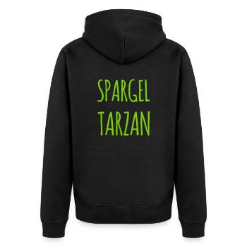 Spargeltarzan - Unisex Premium Bio Zip Hoodie - Schwarz - Hinten - Nico (187cm)